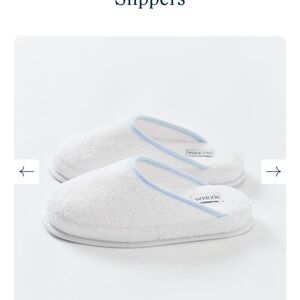 Weezie Cotton Terry Blue Slippers with White Trim